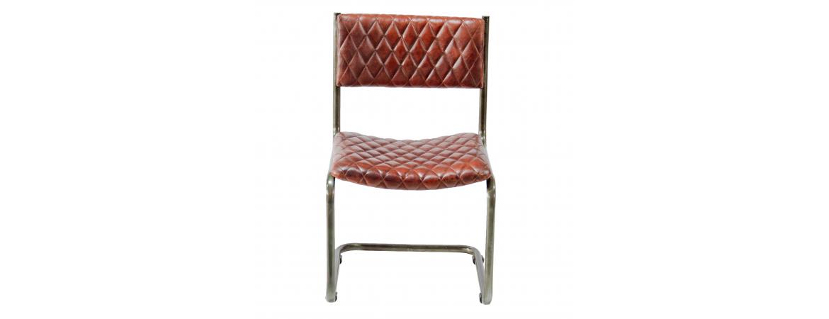 Metal Frame Chair with Padded Brown Seat