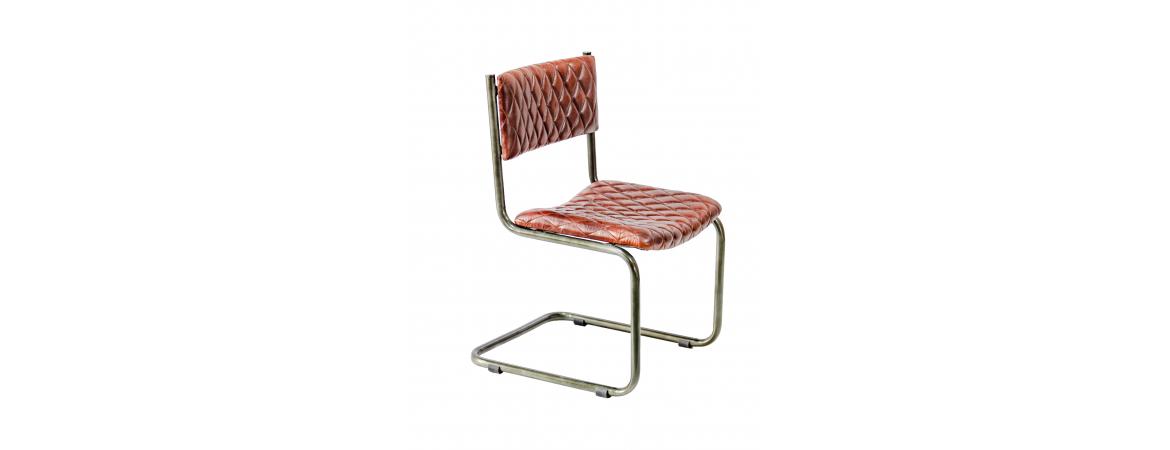 Metal Frame Chair with Padded Brown Seat