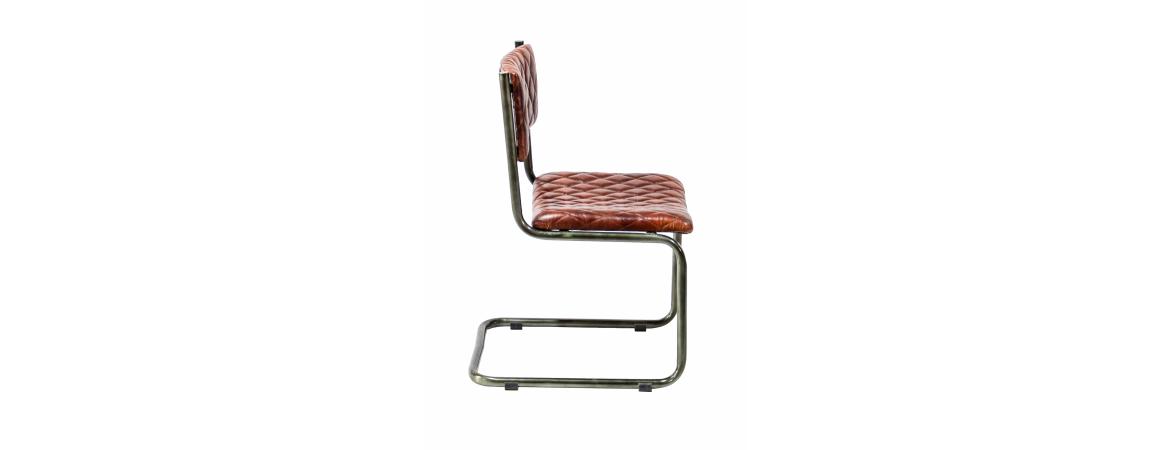 Metal Frame Chair with Padded Brown Seat