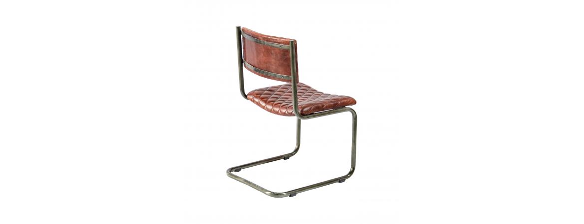 Metal Frame Chair with Padded Brown Seat