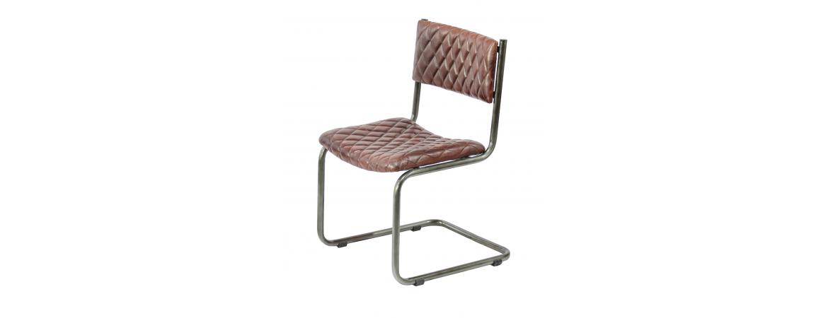 Metal Frame Chair with Padded Brown Seat