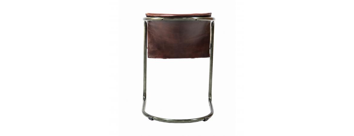 Industrial Metal Frame Chair with Leather Bucket Seat