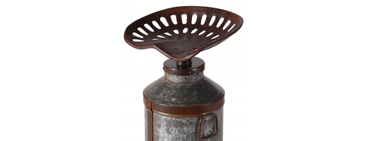 Tractor Seat Stool with Milk Churn Base