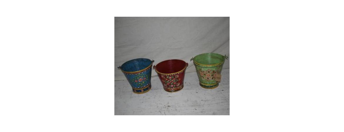 Set of 3 Hand Painted Buckets