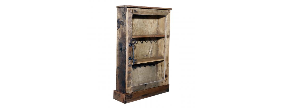 Key Cabinet with Hooks, Shelf and Antique Key Handle