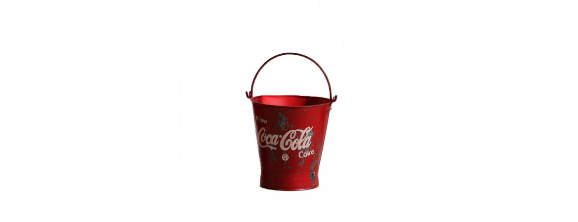 Set of 4 Red Hand Painted Coca Cola Buckets