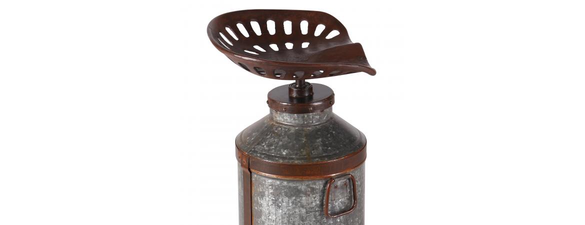 Tractor Seat Stool with Milk Churn Base