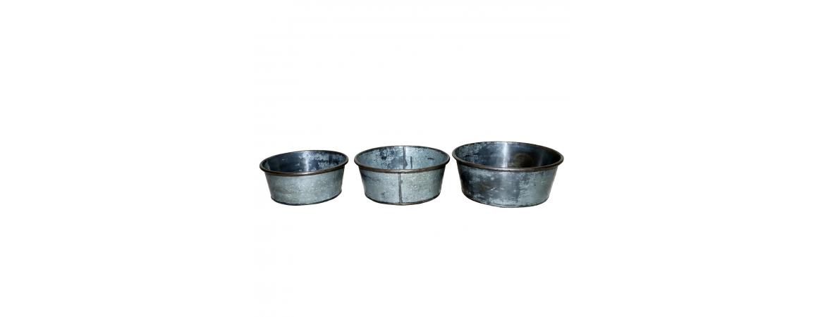 Antique Set of 3 Iron Bowls (planters)