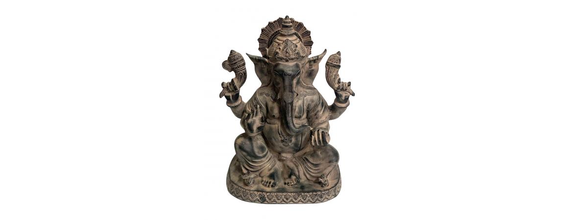 Sitting Ganesh in Antique Blue Sand Stone Finish