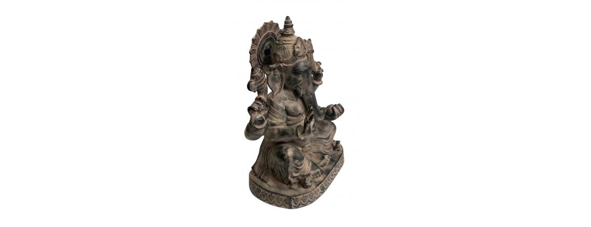 Sitting Ganesh in Antique Blue Sand Stone Finish