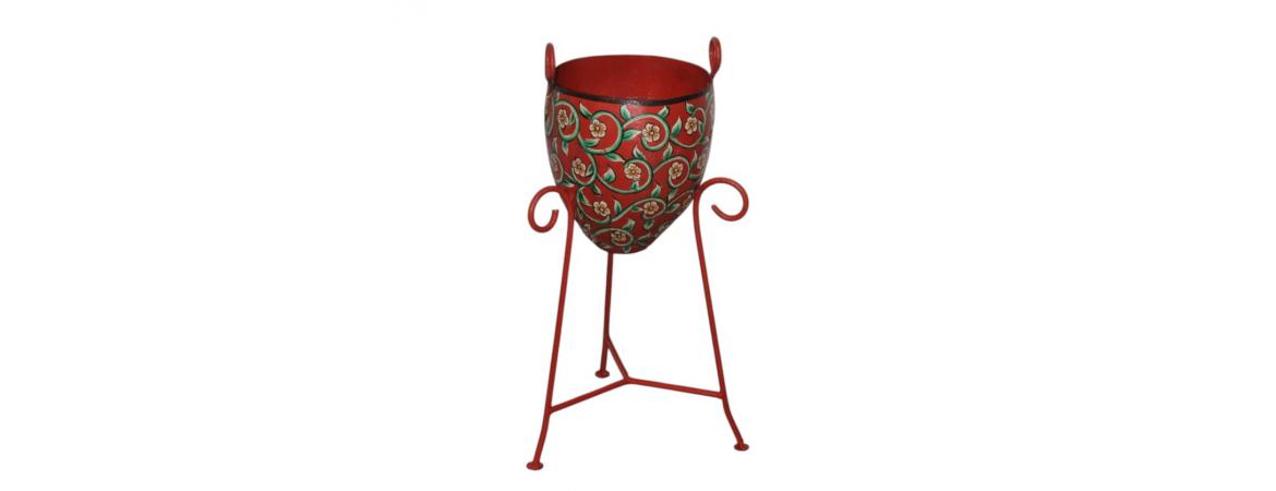 Red Iron Flower Pot 32 x 32 x 70cm