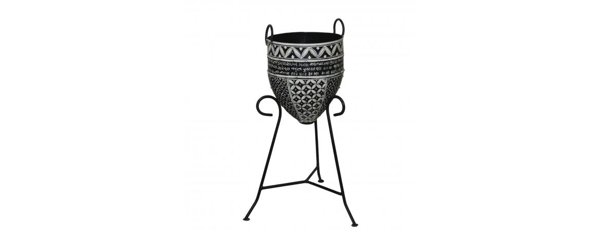Black Iron Flower Pot 32 x 32 x 70cm