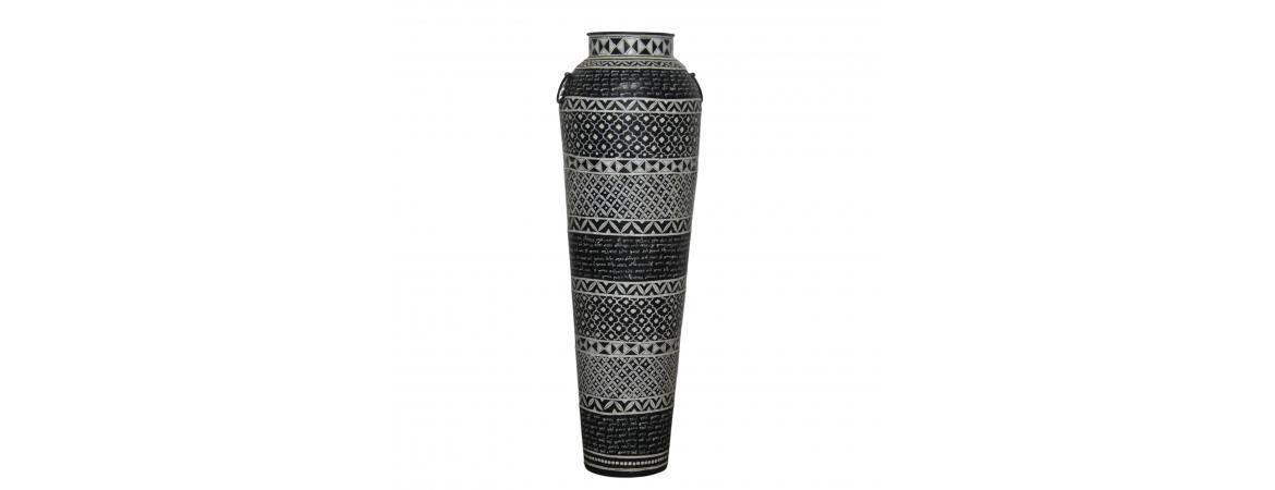 XXL Black Iron Pot Bahi Painted 50 x 50 x 160cm