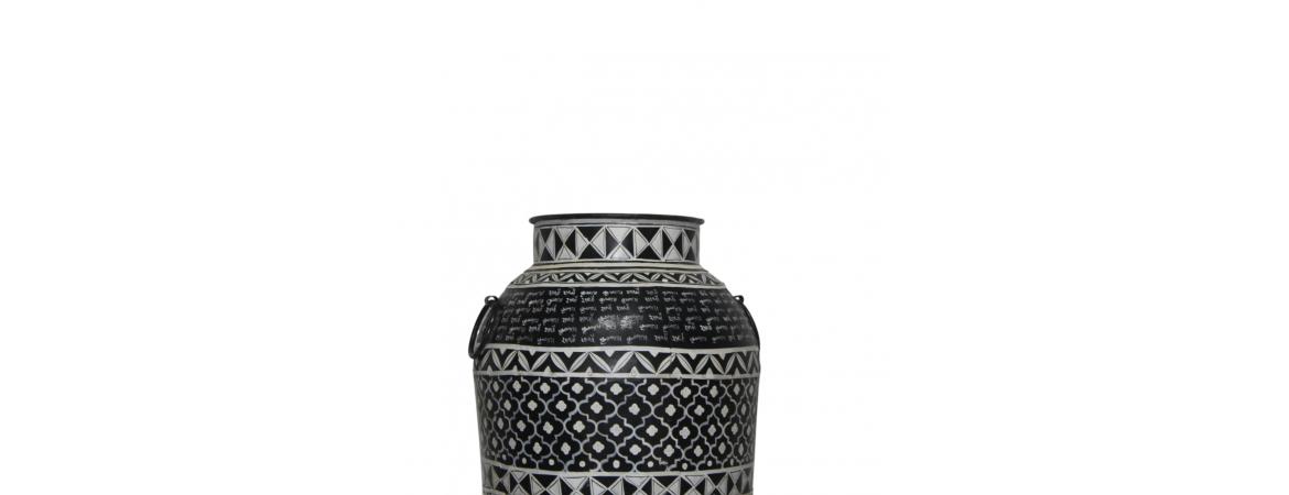 XXL Black Iron Pot Bahi Painted 50 x 50 x 160cm