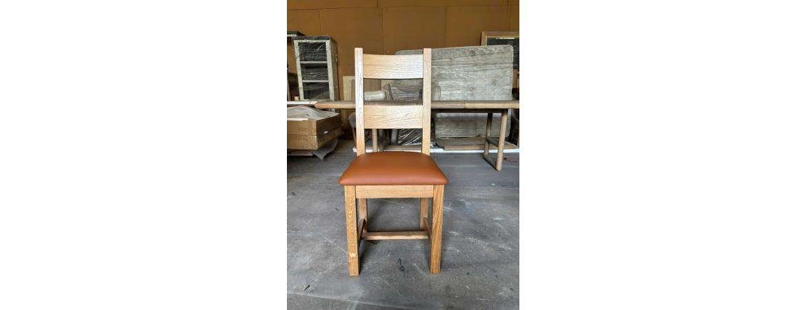 Dining Chair with Brown PU Leather Seat