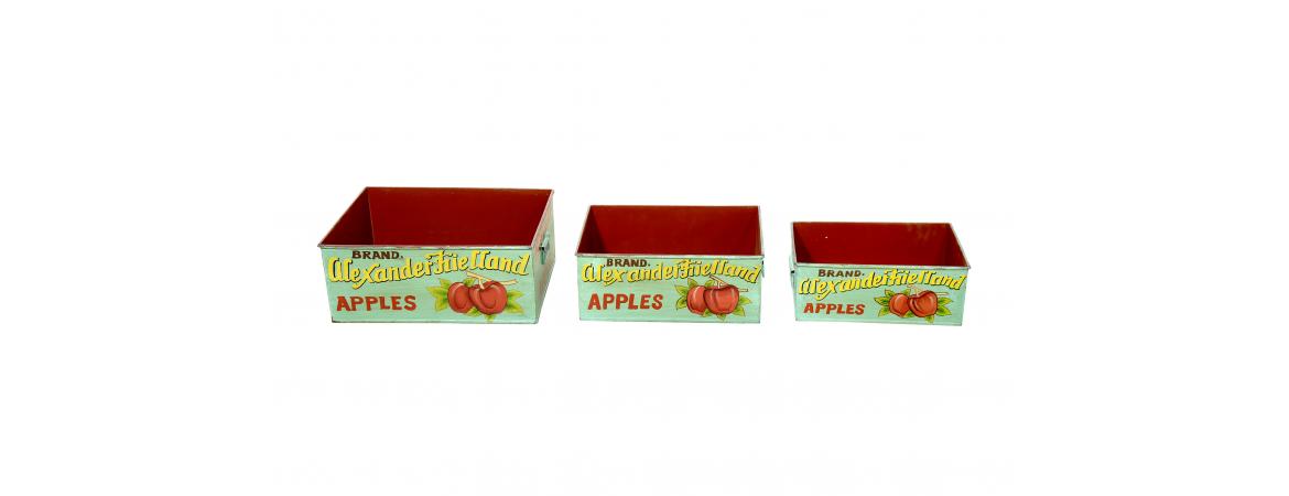 Set of 3 Metal Apple Boxes