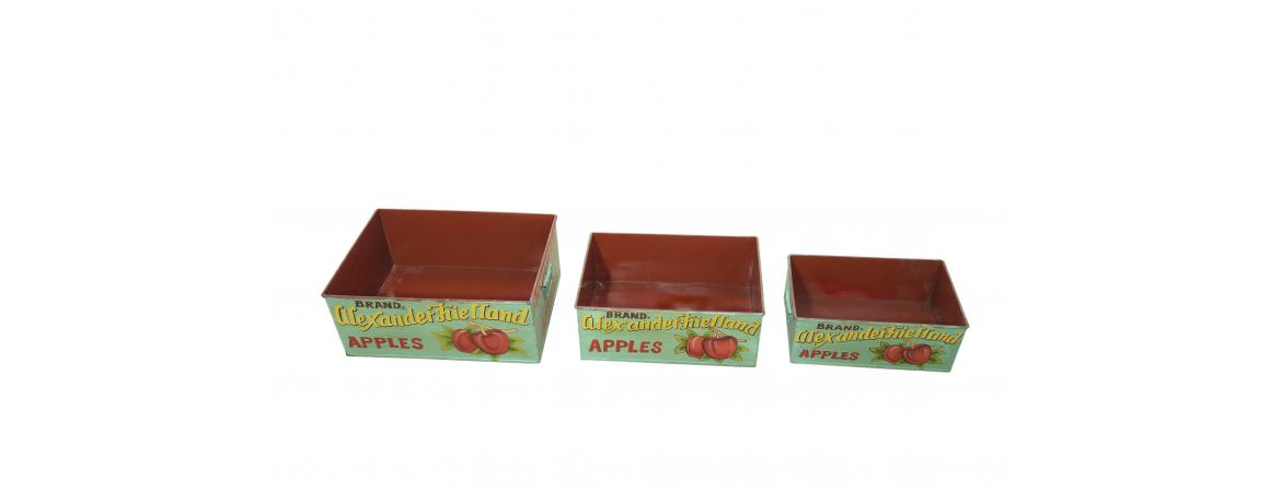 Set of 3 Metal Apple Boxes