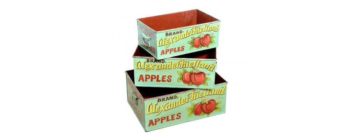 Set of 3 Metal Apple Boxes