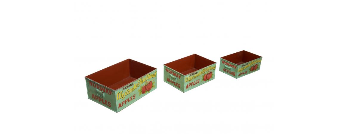 Set of 3 Metal Apple Boxes