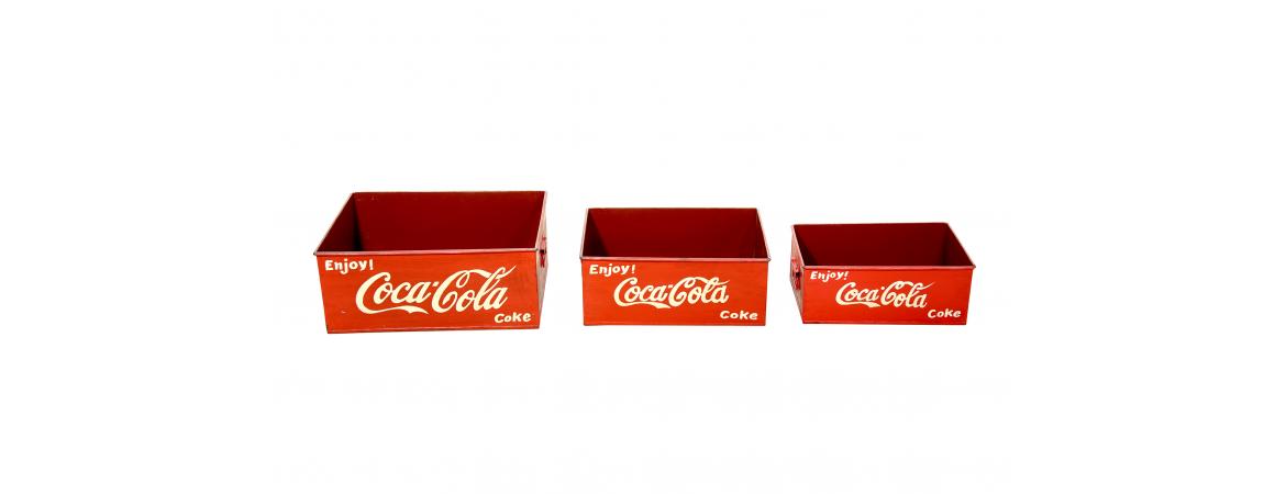 Set of 3 Metal Coca Cola Trays