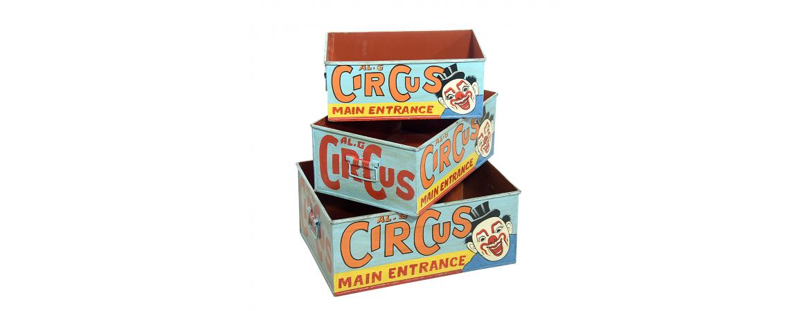 Set of 3 Metal Circus Boxes