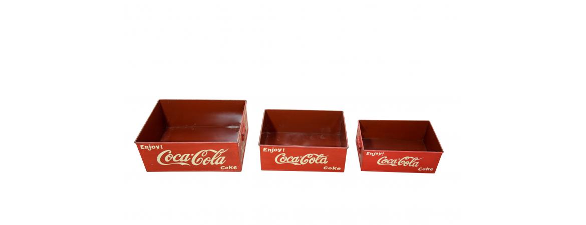 Set of 3 Metal Coca Cola Trays