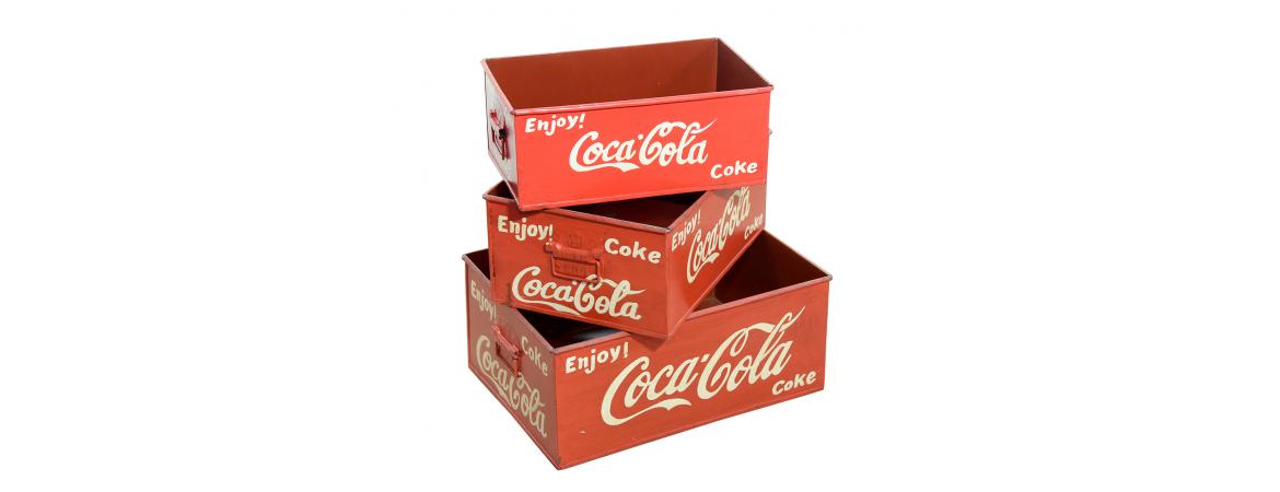 Set of 3 Metal Coca Cola Trays