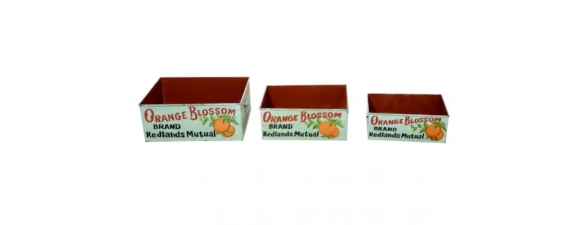 Set of 3 Metal Orange Boxes