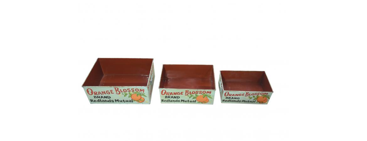 Set of 3 Metal Orange Boxes