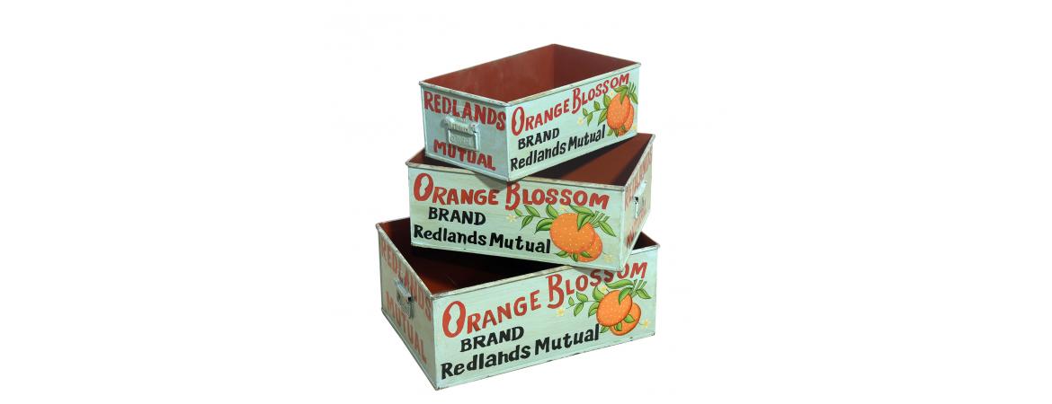 Set of 3 Metal Orange Boxes