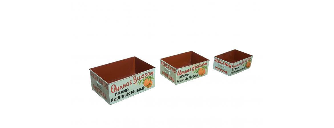 Set of 3 Metal Orange Boxes