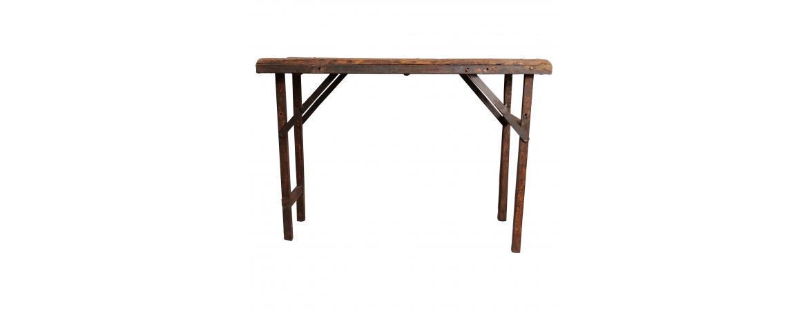 Iron Folding Table with Wooden Top L106 x W53 x H74.5cm