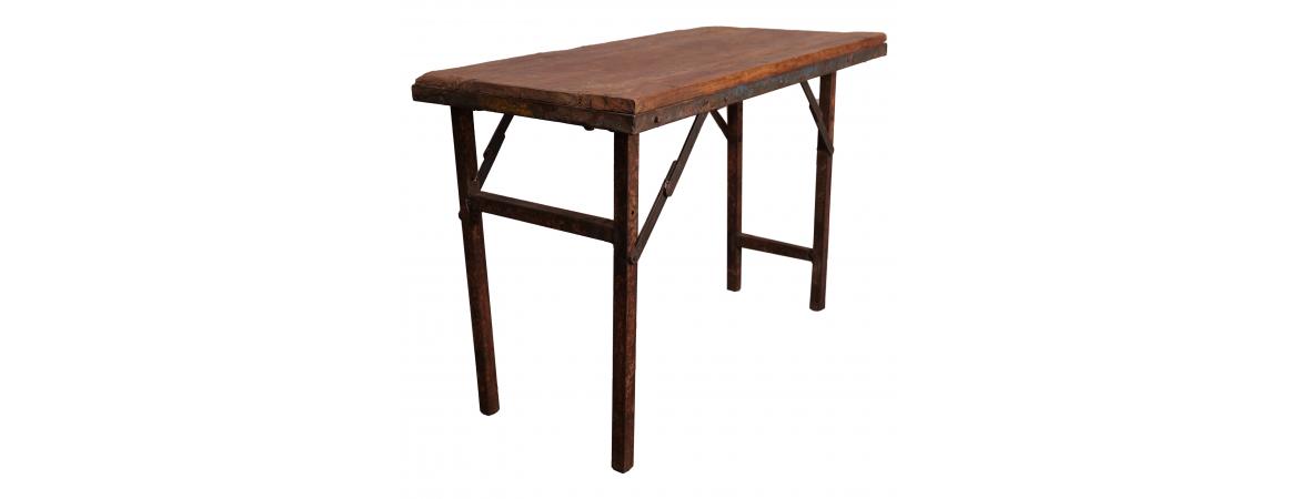 Iron Folding Table with Wooden Top L106 x W53 x H74.5cm