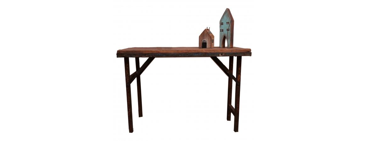 Iron Folding Table with Wooden Top L106 x W53 x H74.5cm