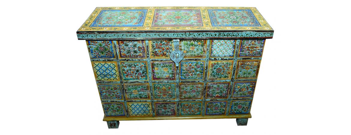 Antique Hand Painted Sideboard with Lift Up Lid