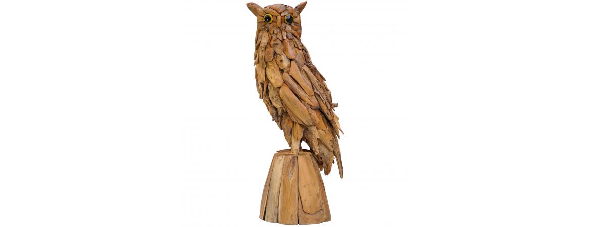 Driftwood Owl on Wooden Base 120 Tail