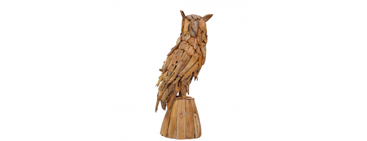 Driftwood Owl on Wooden Base 120 Tail