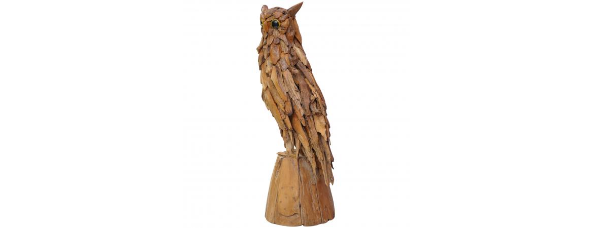 Driftwood Owl on Wooden Base 120 Tail