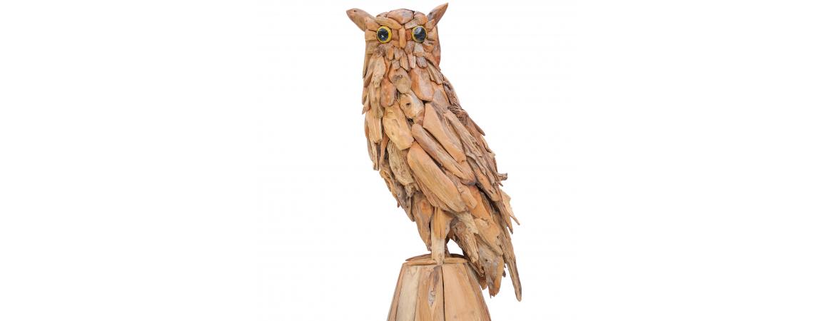 Driftwood Owl on Wooden Base 120 Tail