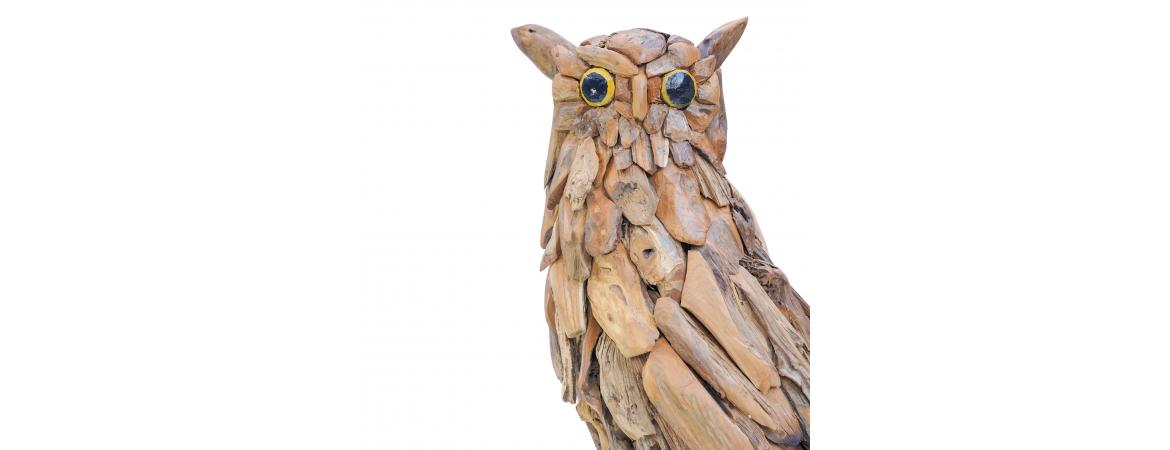 Driftwood Owl on Wooden Base 120 Tail