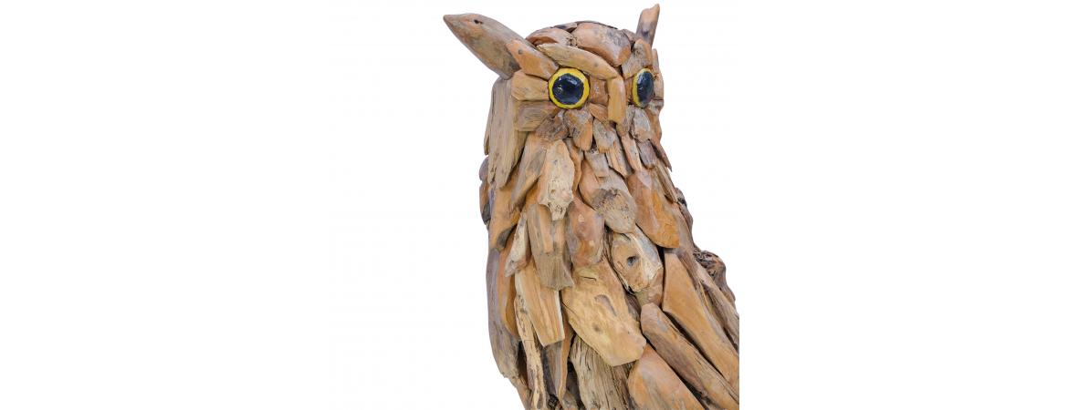 Driftwood Owl on Wooden Base 120 Tail