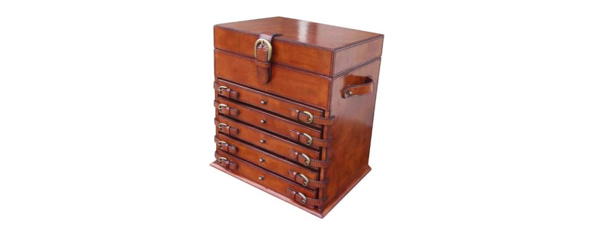 Handcrafted Tall Jewellery Box - Cognac