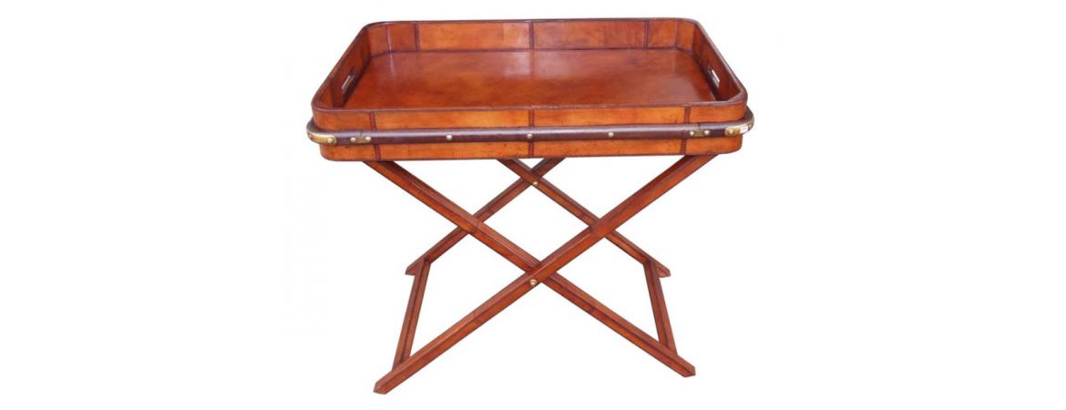 Handcrafted ButlerTray with Stand- Cognac