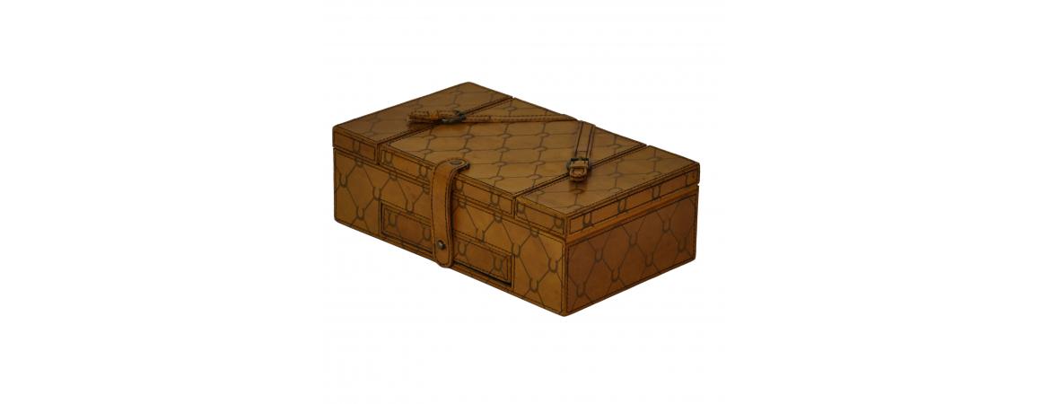 Handcrafted Rectangular Jewellery Box - Tan