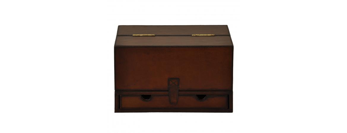 Handcrafted Stationary Box - Cognac