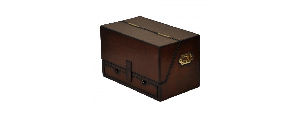 Handcrafted Stationary Box - Cognac