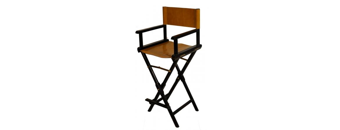 Handcrafted Leather Director Bar Stool - Cognac