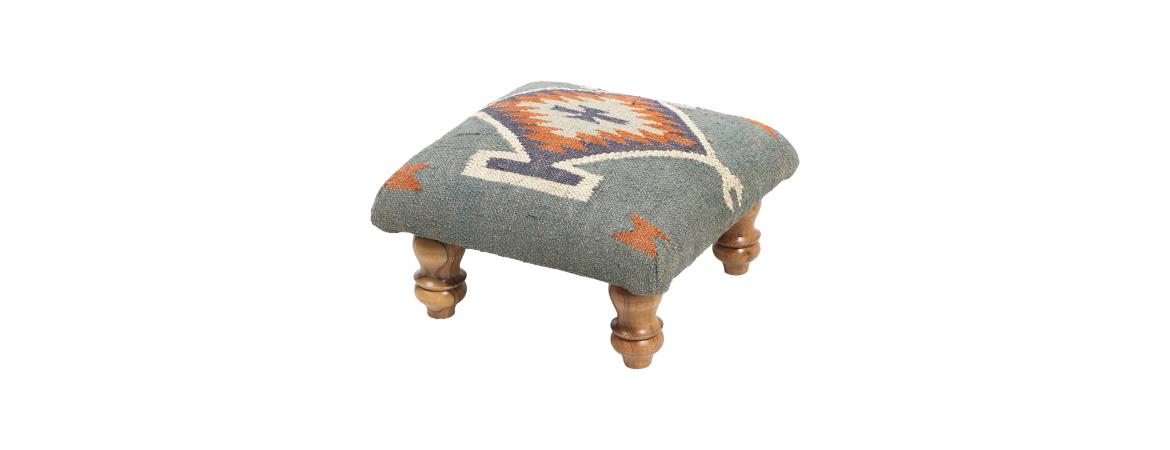 Square Footstool - Blue