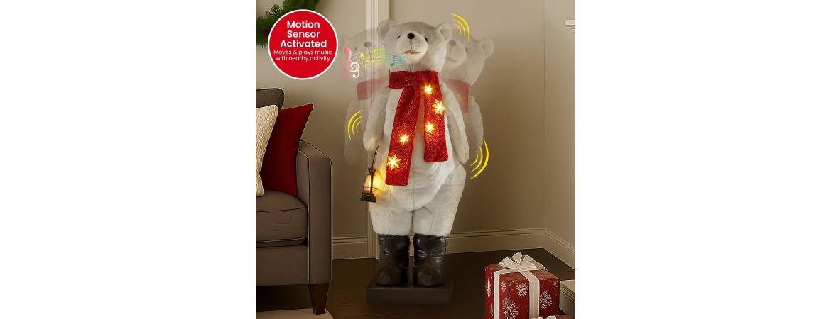 110cm Moving Collapsible Bear with Music and Lights