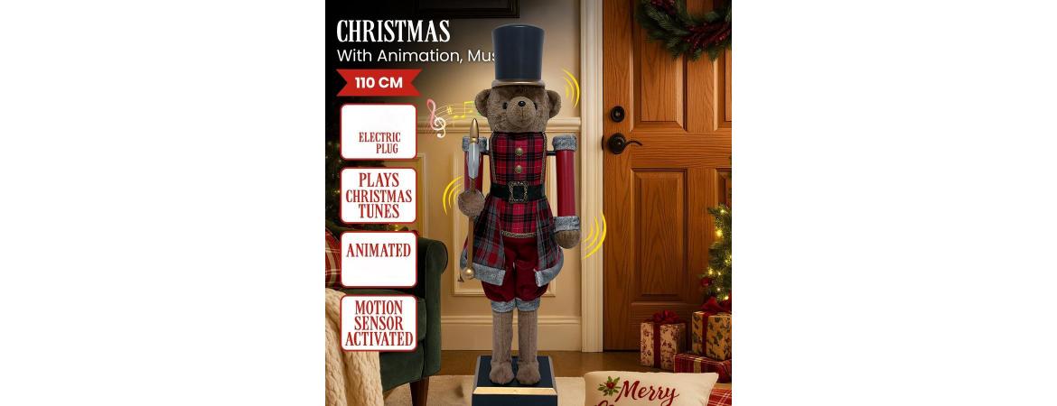 110cm Moving Collapsible Nutcracker Bear with Music